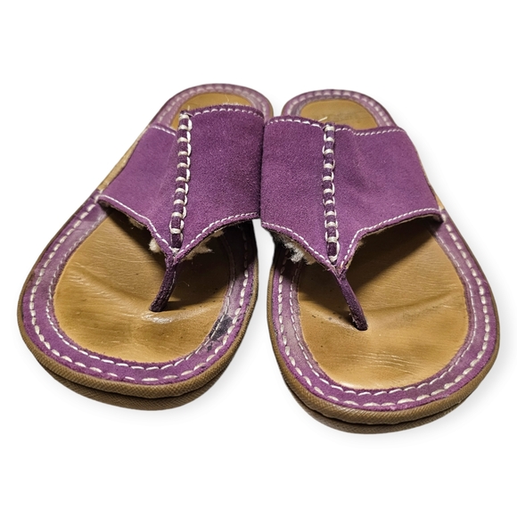 UGG Shoes - Ugg Leather Purple Thong Sherpa Lined Comfort Sandal